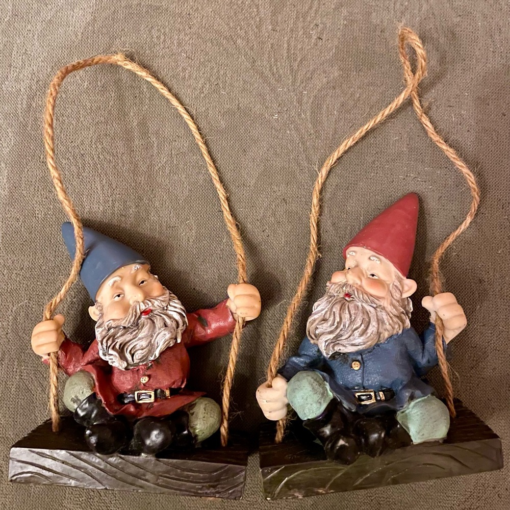Charming Gnome Swing Set - Red and Blue